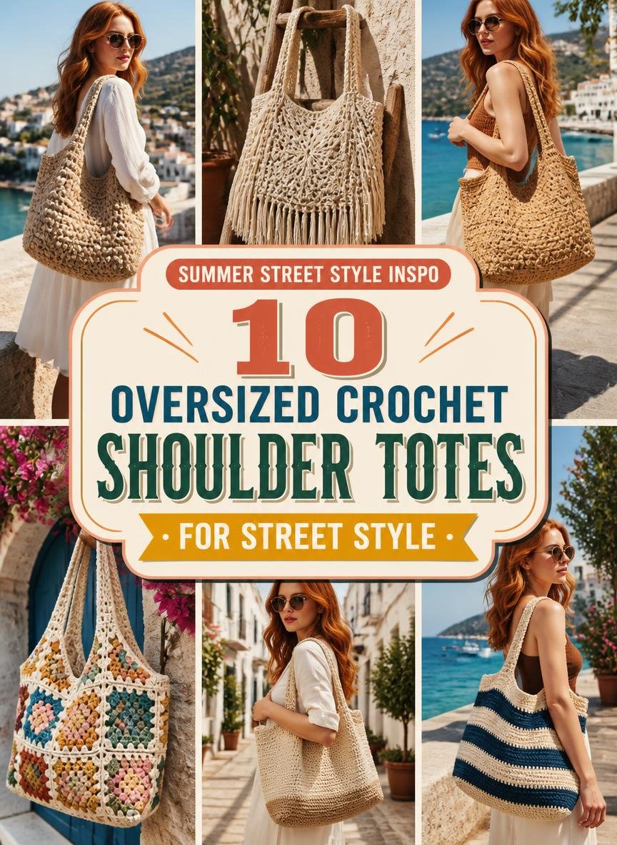 10 oversized crochet shoulder tote bags and trendy slouchy handmade bags for street style outfits