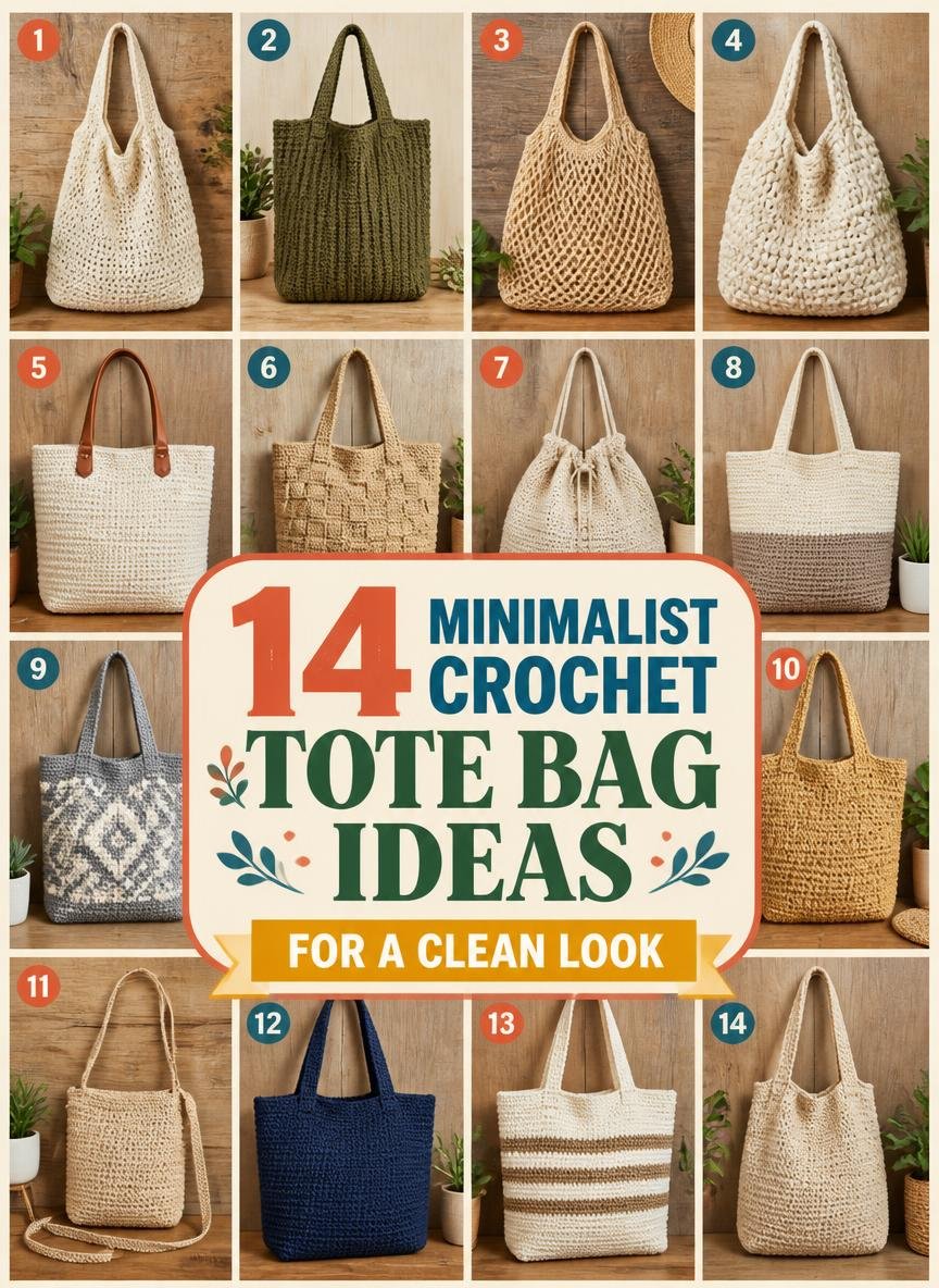 14 minimalist crochet tote bag ideas and modern handmade shoulder bag patterns for a clean look