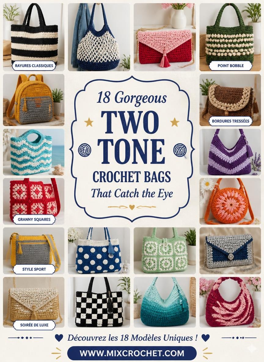 18 gorgeous two-tone crochet bags patterns and ideas